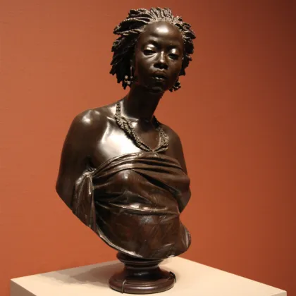 Arts metal figure bronze african girl sculpture life size african woman bust statue