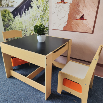 Single School Chairs and Tables with Height-Adjustable MDF Tops for Students
