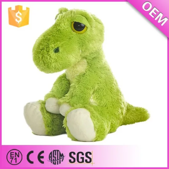 China made custom green soft fluffy dinosaur stuffed animal, dinosaur plush toy