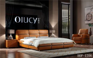 Real Leather Upholstered Bed