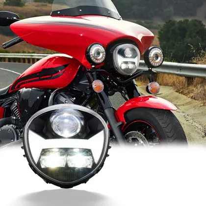 Vintage Daywaker Emark 150W  LED Head Light w/DRL White Position Light For Yamaha Stryker V-Star 1300 2010-2017 cafe racer