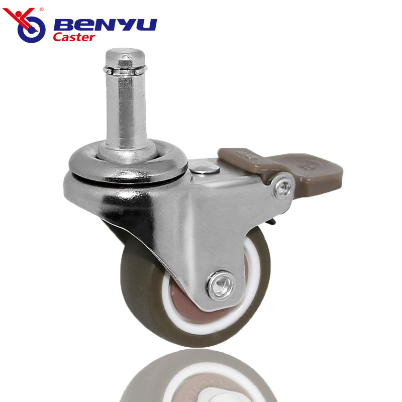 Round Solid Plug Brake Casters Silent Furniture Caster