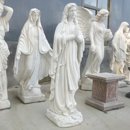 Religious small size stone white marble holy mother mary statues for sale