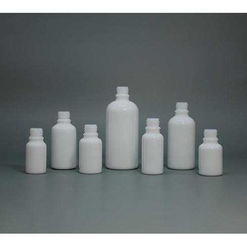 garrafa de cosméticos de vidro branco com conta -gotas de bambu