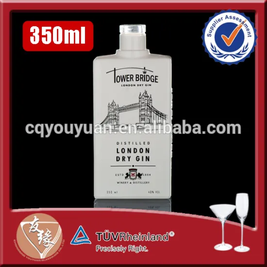 Cheap price strong base custom decal logo white painting wholesale liquor spirits glass bottle 35cl