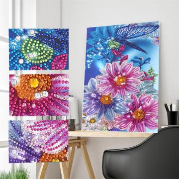 Décoration de peinture de diamant de fleurs colorées lumineuses