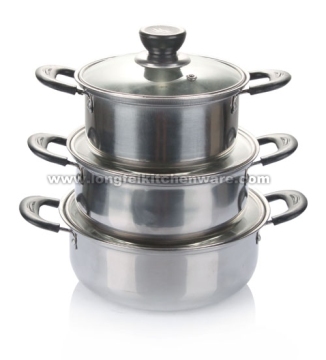 6PCS Stainless Steel Cookware Sets  with the glass lid and plastic handle