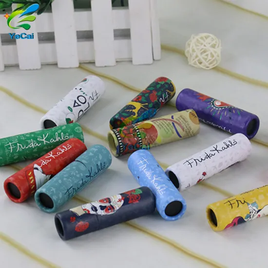 Non brand glossy paper lip balm tube package box, round cylinder paper box in guangzhou