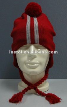 2015 Popular Red Pompon Knitted Winter Hat