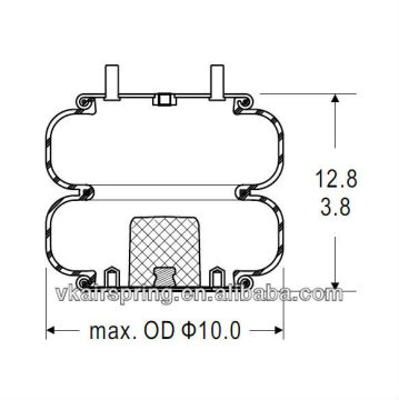 Double convoluted air spring/Air suspension 2B9-253/Car part For RIDEWELL