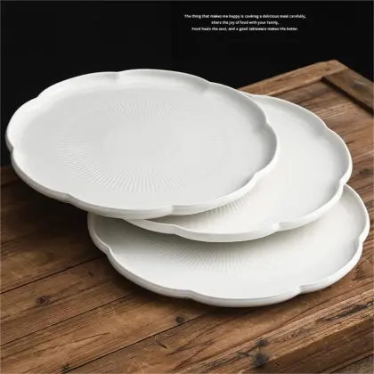 Nordic Eco-Friendly Pottery Dinnerware: Pure White Ceramic Enamel Plates
