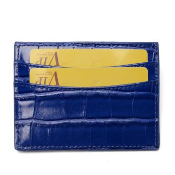 Blue Alligator Leather Slim Credit Card Holder