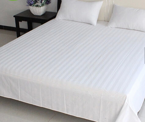 Wholesale Striped White Hotel Flat Sheet