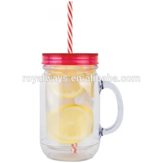 best price double wall PS plastic mason drinking jars