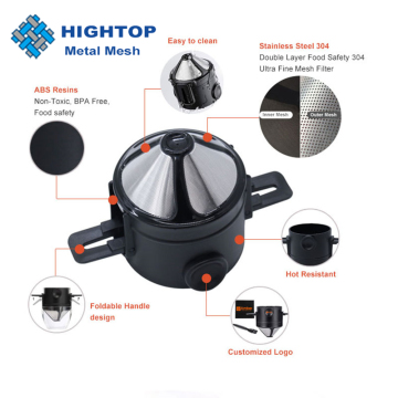Double-Layer Stainless Steel Coffee and Tea Infuser with Foldable Hanging Ears for Household Use