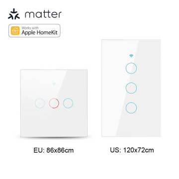 EU Smart HomeKit Touch Switch for WiFi Control, Alexa Compatible, 1-3 Gang Wall Installation
