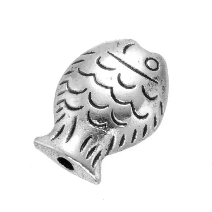 14*10mm Antique silver plated fish shape black bead clothing brand