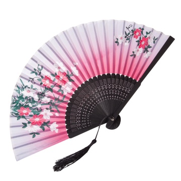Sunshine Custom Printed Japanese Silk Bamboo Folding Hand Fan