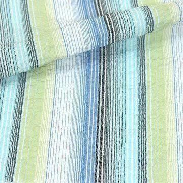 Multicolor Seersucker Check Fabric, Made of 82% Poly, 10% Rayon, 7% Nylon and 1% Spandex