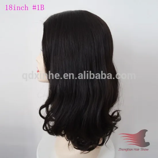 Mongolian Virgin Hair Wave 18inch 1B Natural Scalp Wig Kosher Jewish Wigs