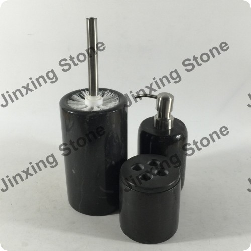 Stone Bathroom Accessories Products Liquid Soap Dispenser Pump Tooth Brush Holder Toilet Brush Holder Black Marble Bath