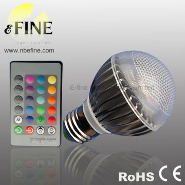 rgb led light 5W E27 remote controller 220 volt 140 degree