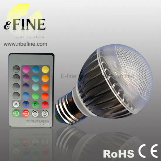 rgb led light 5W E27 remote controller 220 volt 140 degree