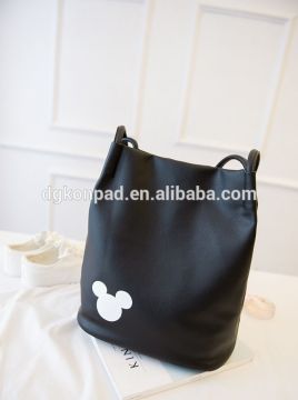 PU Leather Bucket Tote Lady Handle Bag With Long Strap