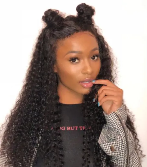 100% Raw Virgin Indian Human Hair Wig,Kinky Curly Lace Frontal Wig,Pre Plucked Water Wave Hair Wig For Black Women