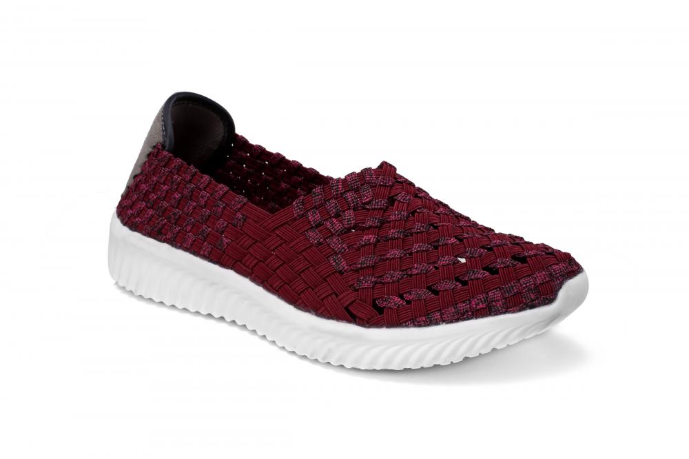 Women Red Woven Slip-Ons-1