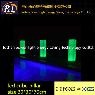 Garden Plastic Furniture LED Light Cube Pillar