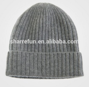 factory wholesale 7gg rib knit 100% cashmere men beanie hat