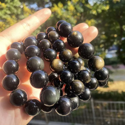 Golden Sheen Obsidian Crystal Bracelets for Women - Natural Healing Stone Jewelry
