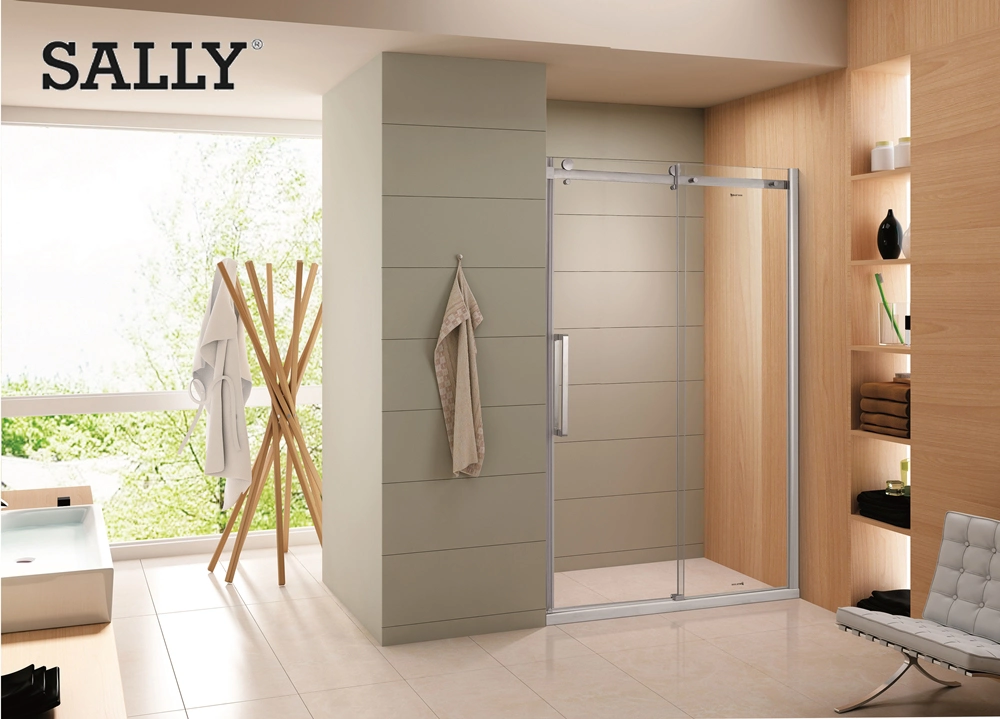 Sally Bath Baina de vidrio templado deslizante 60 x 62 pulgadas Puerta de ducha de baño Puerta sin marco