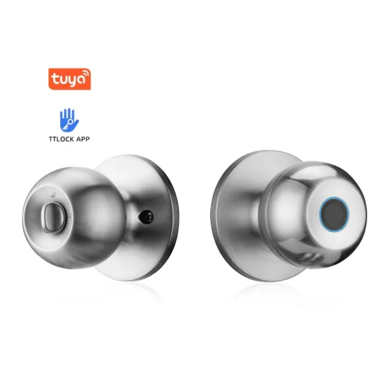 Tuya Biometric Keyless Fingerprint Round Ball Knob Lock