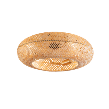 Bamboo Woven Ceiling Fan with Light - Southeast Asian Style for Dining Room and Bedroom