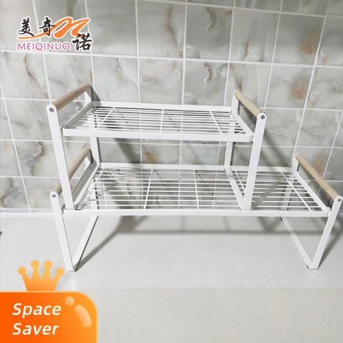 Rack de armazenamento com alça de madeira