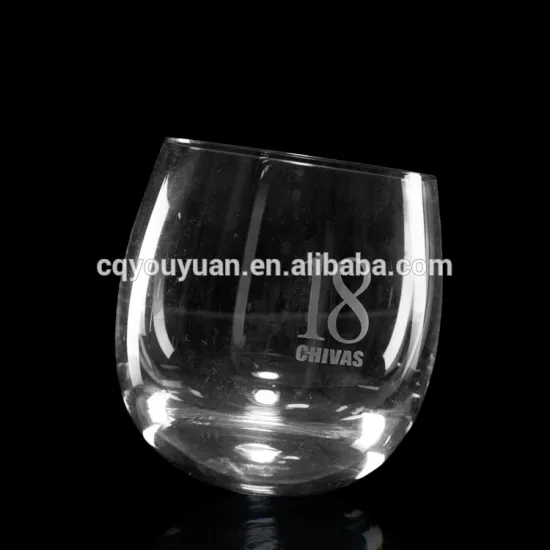Mouth blown 340ml funny whisky glasses with rocking bottom