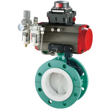 Fluorine Lined Pneumatic Pipeline Butterfly Valve