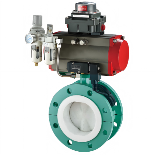 Válvula de oleoduto pneumático forrado de flúor