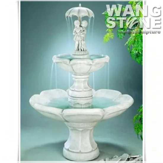 Antique Natural Stone Boy And Girl Garden Fountain