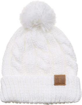 Women ribbed knit satin lined beanie hats
