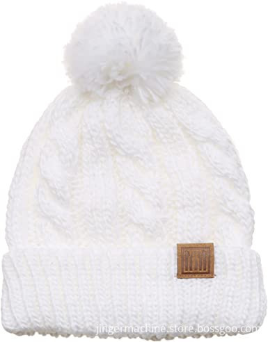 Women ribbed knit satin lined beanie hats