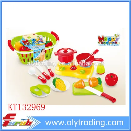 Plastic dinner set Kids Kitchen play toys kitchen cooking toys with vegetable