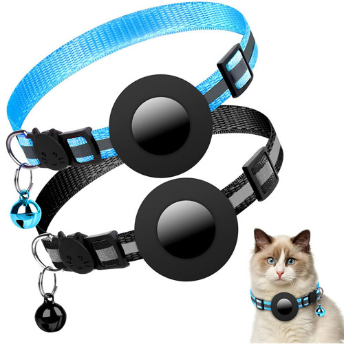 Custom Nylon Lanyard Wholesale Adjustable Black Airtag Pet Cat Collars Cheap Factory