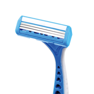 Man Shaver: 3-Blade Cartridge Razor with Rubber Handle - Shop Now!