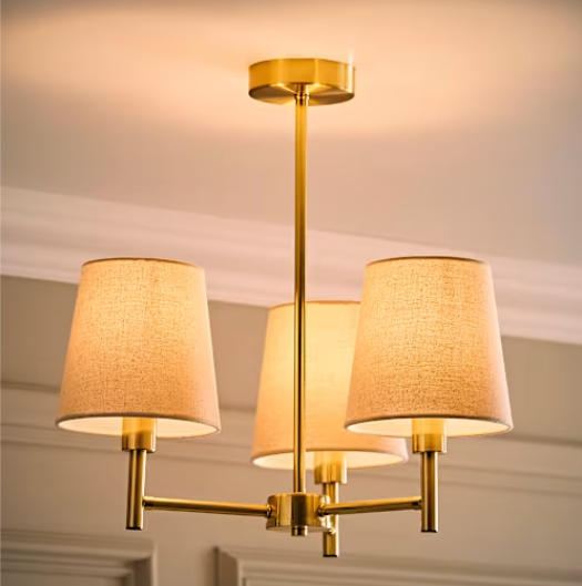 3 Arm Brushed Gold Chandelier Ceiling Lamp