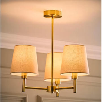 3 Arm Brushed Gold Chandelier Ceiling Lamp