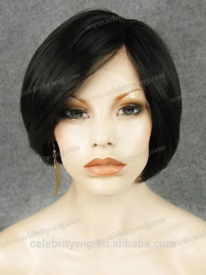 Bob hair style synthetic natural black short bob lace front wig