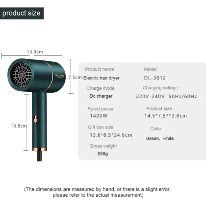 Pritech High Speed DC Motor Travel Size Hair Dryer with Cool Shot Function